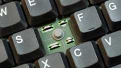 Old membrane keyboard rubber dome switches object macro extreme closeup shot