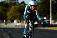 ADELAIDE, AUSTRALIA - JANUARY 20: George Bennett of New Zealand and NSN Cycling Team competes during the 26th Santos Tour Down Under 2026 - Prologue a 3.6km individual time trial stage from Adelaide to Adelaide / #UCIWT / on January 20, 2026 in Adelaide, Australia. (Photo by Con Chronis/Getty Images)