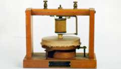 a replica of Alexander Graham Bell's telephone transmitter