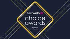 The TechRadar Choice Awards 2025 logo, which is a gold diamond on a deep blue background, with gold lines running through it at sharp angles