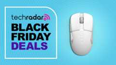 NZXT Lift Elite Wireless gaming mouse against a cyan TechRadar deals background