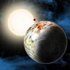 An artist&#039;s illustration of the mega-Earth planet Kepler-10c, the