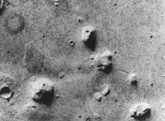 The original &#039;Face on Mars&#039; image taken by NASA&#039;s Viking 1 orbiter, in grey scale, on July, 25 1976. Image shows a remnant massif located in the Cydonia region.