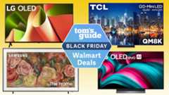 Several TVs from LG, Samsung and TCL arranged in to quadrants