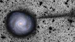 An image of M61 as seen by Rubin with a stream of stars extending from it and stretching out 170,000 light years