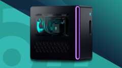 Alienware Aurora Gaming Desktop against a cyan TechRadar background