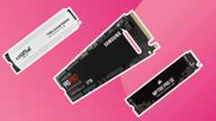 A trio of SSDs for workstations on a pink background