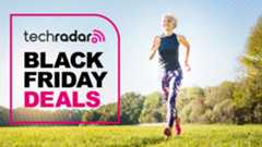 Woman running with TechRadar deals logo