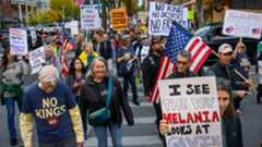 "No Kings" protest in Saratoga, New York