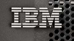IBM logo on a metallic surface