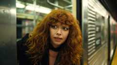 Natasha Lyonne in a subway in Russian Doll season 2
