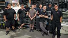 The PRG engineering team, which relies entirely on Leader signal measurement kits, with the author pictured third from the left. 