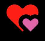 Red and pink hearts.