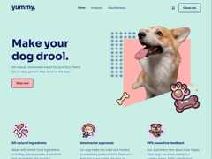 Screenshot of the 'hero" section from yummy-dog-treats.webflow.io. Web design and Webflow development by Flowman!