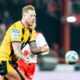 Castleford Tigers veteran Joe Westerman passes the ball