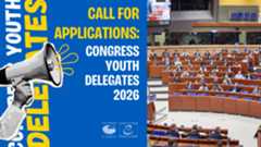 Banner "Call für Applications: Congress Youth Delegates 2026" - Abbildung: Kongress des Europarats