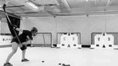 student practicing off of the ice