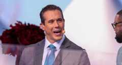 Panelists Brady Quinn (left) and Mark Ingram speak during FOX's Big Noon Kickoff