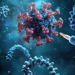 La technologie de l’ARN messager, au cœur des vaccins contre la Covid-19, consiste à envoyer aux cellules une instruction temporaire pour produire une protéine et déclencher une réponse immunitaire. Dans cette étude, ce même mécanisme semble avoir « réveillé&nbsp;&nbsp;le système immunitaire des patients, renforçant l’efficacité de leur traitement anticancer. © tiger, Adobe Stock, image générée par IA