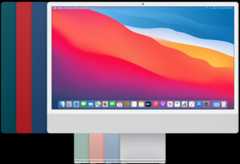 Front and back of iMac (24-inch, M1, 2021) with two Thunderbolt / USB 4 ports.