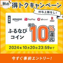 最大10%分還元！付与上限なし！2024秋のふるなび得トクキャンペーン