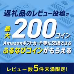 レビュー数5件未満限定！返礼品のレビュー投稿でふるなびコイン200コインプレゼント！