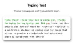 JavaScript Typing Test demo