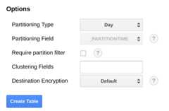 Screenshot of partitioning in BigQuery