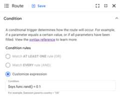 Screenshot of setting a custom condition