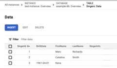 The updated Singers table data with an updated row.