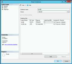 Enter database name of testdb in the dialog