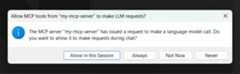 Screenshot that shows the authorization prompt for an MCP server to access models.