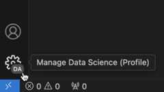 Manage gear displaying 'DA' to indicate that the user's 'Data Science' profile is active