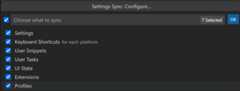 Settings Sync data drop down with Profiles checked