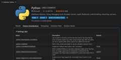 Python extension Settings list under Feature Contributions tab