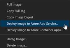 Azure image context menu