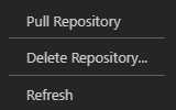 Azure repository context menu