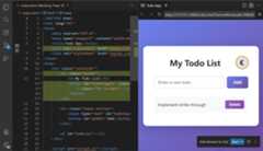 Screenshot showing the HTML preview of the app, which now has a theme switcher button.
