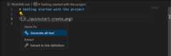 Screenshot that shows a Code Action menu with Generate alt text option for a Markdown image link.