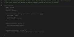 Use code comments to let Copilot generate a Student class in TypeScript with properties and methods.