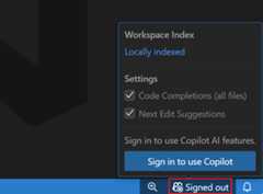 Sign in to use Copilot from the Copilot status menu.