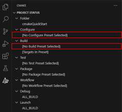 CMake Side Panel with presets