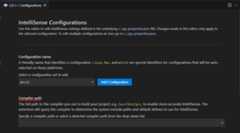 C/C++ IntelliSense Configurations user interface