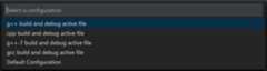 C++ debug configuration dropdown
