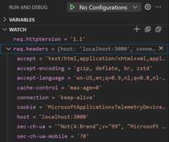 Screenshot of the Watch section in the Run and Debug view.