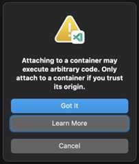 Workspace trust prompt when attaching to container