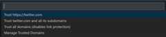 Configure Trusted Domains dropdown