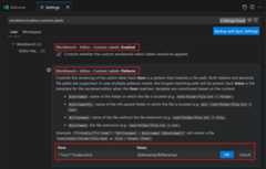 Screenshot of Setting editor to enable and specify custom labels for tabs