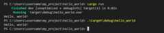 Manually running hello_world.exe output in the integrated terminal