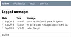 Django tutorial: app home page displaying message from the database